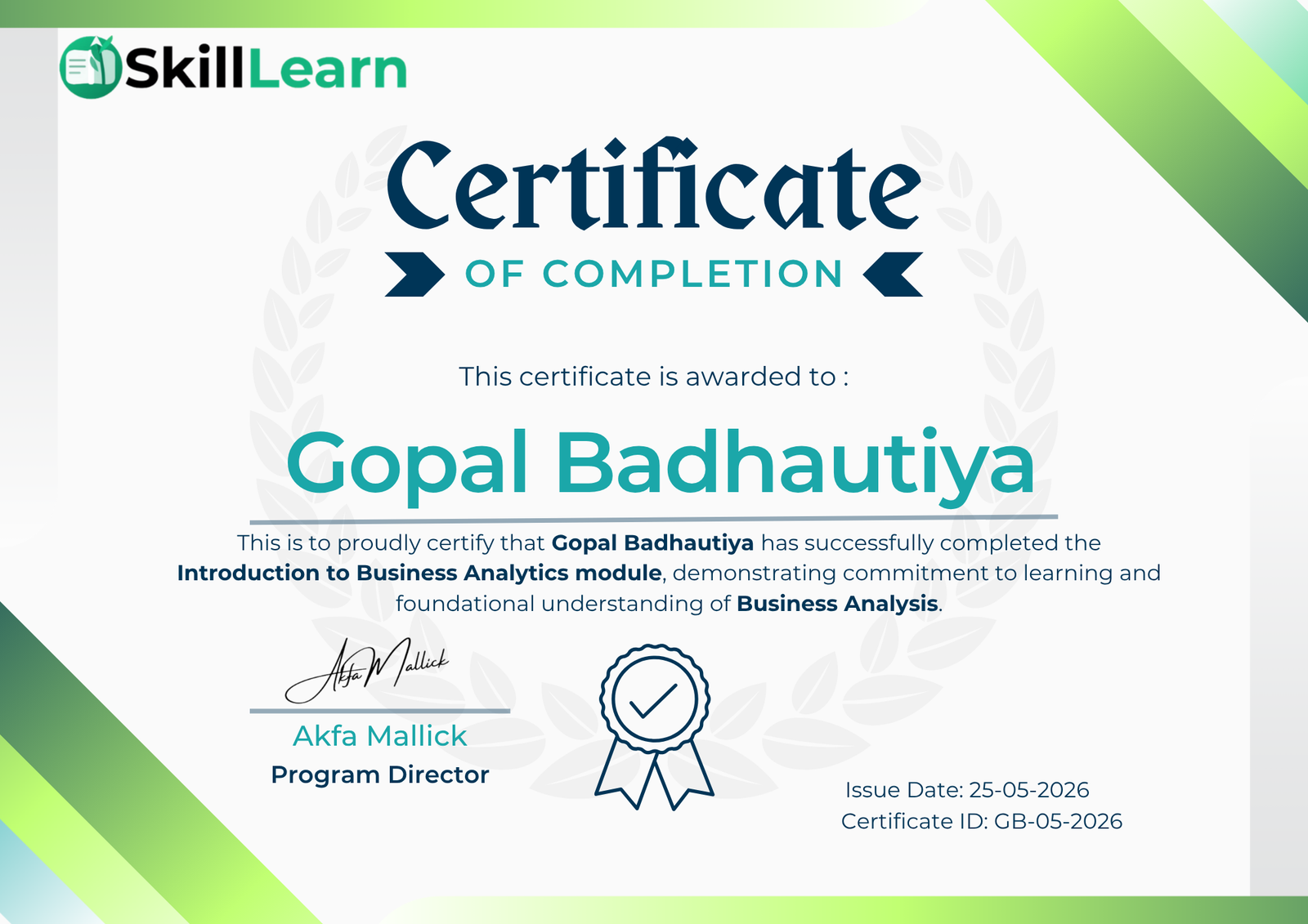 Certificate